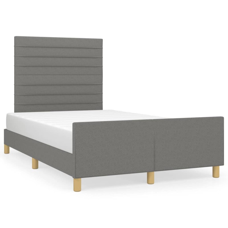 vidaXL Estructura de cama con cabecero tela gris oscuro 120x190 cm vidaXL Estructura de cama con cabecero tela gris oscuro 120x190 cm