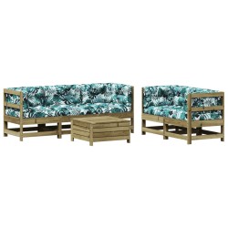 vidaXL Juego de muebles jardín 6 pzas y cojines madera pino impregnada