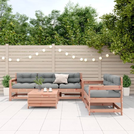 vidaXL Juego de muebles jardín 6 pzas y cojines madera abeto Douglas