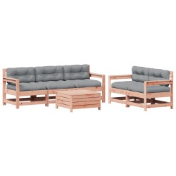 vidaXL Juego de muebles jardín 6 pzas y cojines madera abeto Douglas