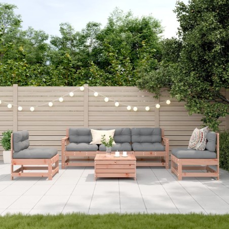 vidaXL Juego de muebles jardín 6 pzas y cojines madera abeto Douglas