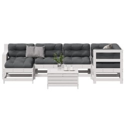 vidaXL Set muebles jardín 7 pzas con cojines madera maciza pino blanco