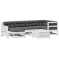 vidaXL Set muebles jardín 7 pzas con cojines madera maciza pino blanco vidaXL Set muebles jardín 7 pzas con cojines madera maciza pino blanco