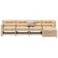 vidaXL Juego de muebles de jardín 5 pzas y cojines madera maciza pino vidaXL Juego de muebles de jardín 5 pzas y cojines madera maciza pino
