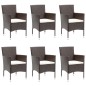 vidaXL Juego de comedor para jardín 7 piezas con cojines marrón vidaXL Juego de comedor para jardín 7 piezas con cojines marrón