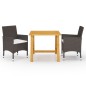 vidaXL Juego de comedor de jardín 3 piezas con cojines marrón vidaXL Juego de comedor de jardín 3 piezas con cojines marrón