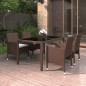 vidaXL Set de comedor de jardín 5 pzas ratán PE vidrio templado marrón vidaXL Set de comedor de jardín 5 pzas ratán PE vidrio templado marrón