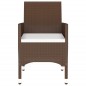 vidaXL Set de comedor de jardín 5 pzas ratán PE vidrio templado marrón vidaXL Set de comedor de jardín 5 pzas ratán PE vidrio templado marrón