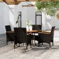 vidaXL Set de bistró jardín 5 pzas ratán sintético madera maciza negro vidaXL Set de bistró jardín 5 pzas ratán sintético madera maciza negro