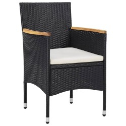vidaXL Juego comedor jardín 5 pzas ratán sintético madera maciza negro