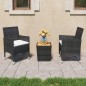 vidaXL Set de bistró jardín 3 pzas ratán sintético madera maciza negro vidaXL Set de bistró jardín 3 pzas ratán sintético madera maciza negro
