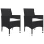 vidaXL Set de bistró jardín 3 pzas ratán sintético madera maciza negro vidaXL Set de bistró jardín 3 pzas ratán sintético madera maciza negro