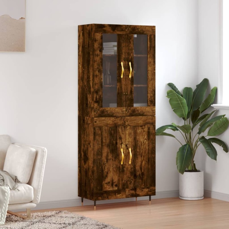 vidaXL Aparador alto madera contrachapada roble ahumado 69,5x34x180 cm vidaXL Aparador alto madera contrachapada roble ahumado 69,5x34x180 cm