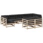 vidaXL Juego de sofás de jardín 9 pzas con cojines madera maciza pino vidaXL Juego de sofás de jardín 9 pzas con cojines madera maciza pino