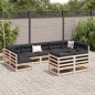 vidaXL Juego de sofás de jardín 9 pzas con cojines madera maciza pino vidaXL Juego de sofás de jardín 9 pzas con cojines madera maciza pino