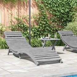 vidaXL Tumbona con mesita madera maciza de acacia gris