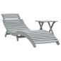 vidaXL Tumbona con mesita madera maciza de acacia gris vidaXL Tumbona con mesita madera maciza de acacia gris