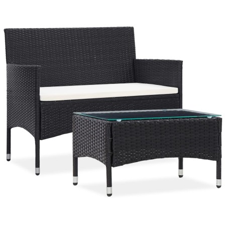 vidaXL Set muebles de jardín 2 piezas con cojín ratán sintético negro 