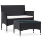 vidaXL Set muebles de jardín 2 piezas con cojín ratán sintético negro vidaXL Set muebles de jardín 2 piezas con cojín ratán sintético negro