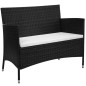 vidaXL Set muebles de jardín 2 piezas con cojín ratán sintético negro vidaXL Set muebles de jardín 2 piezas con cojín ratán sintético negro