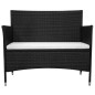 vidaXL Set muebles de jardín 2 piezas con cojín ratán sintético negro vidaXL Set muebles de jardín 2 piezas con cojín ratán sintético negro