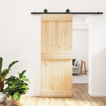 vidaXL Puerta corredera con herrajes madera maciza de pino 80x210 cm