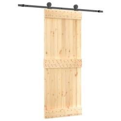 vidaXL Puerta corredera con herrajes madera maciza de pino 80x210 cm
