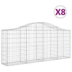 vidaXL Cestas de gaviones 8 uds forma de arco hierro 200x30x80/100 cm