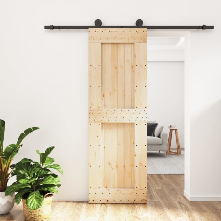 vidaXL Puerta corredera con herrajes madera maciza de pino 70x210 cm