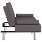 vidaXL Sofá cama con portavasos cuero sintético gris vidaXL Sofá cama con portavasos cuero sintético gris
