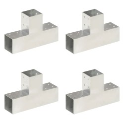 vidaXL Conectores de postes en T 4 uds metal galvanizado 81x81 mm
