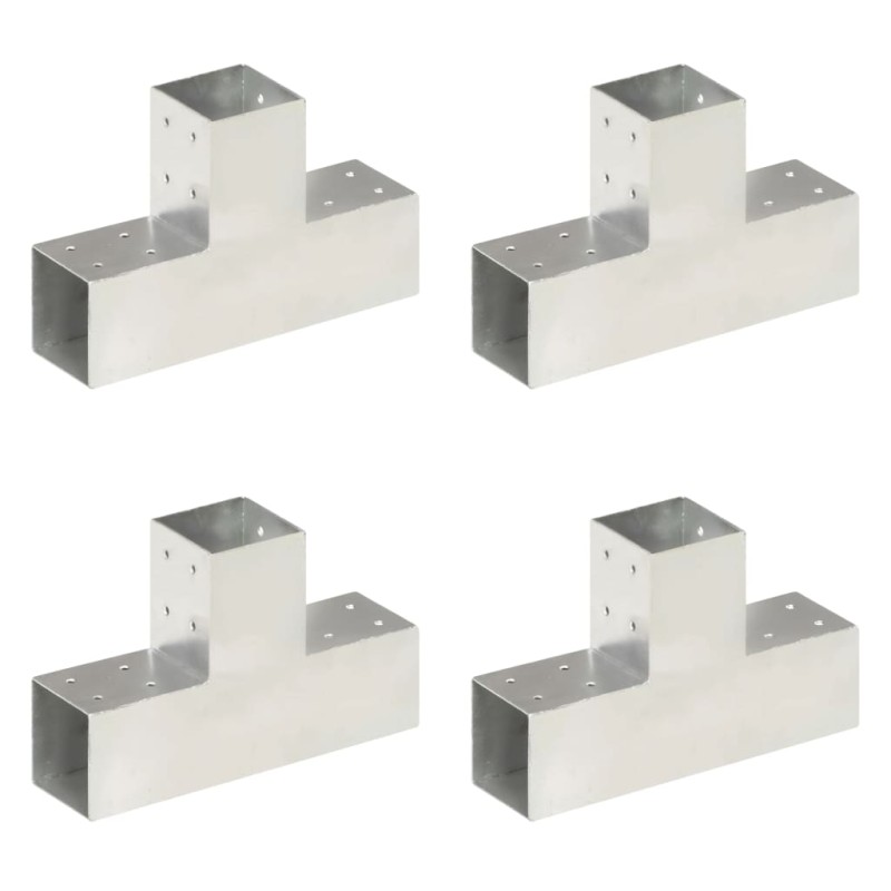 vidaXL Conectores de postes en T 4 uds metal galvanizado 81x81 mm vidaXL Conectores de postes en T 4 uds metal galvanizado 81x81 mm