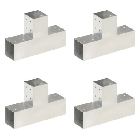 vidaXL Conectores de postes en T 4 uds metal galvanizado 81x81 mm