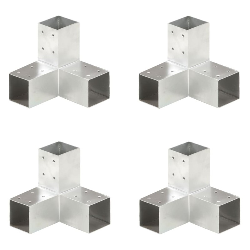 vidaXL Conectores de postes en Y 4 uds metal galvanizado 71x71 mm vidaXL Conectores de postes en Y 4 uds metal galvanizado 71x71 mm