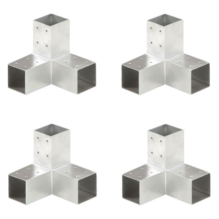 vidaXL Conectores de postes en Y 4 uds metal galvanizado 71x71 mm