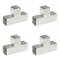 vidaXL Conectores de postes en T 4 uds metal galvanizado 91x91 mm
