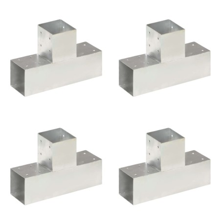 vidaXL Conectores de postes en T 4 uds metal galvanizado 91x91 mm