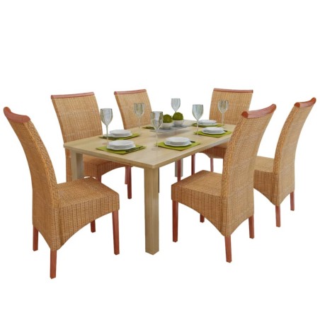 vidaXL Sillas de comedor 6 unidades ratán marrón natural