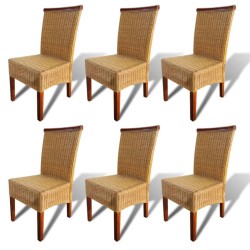 vidaXL Sillas de comedor 6 unidades ratán marrón natural
