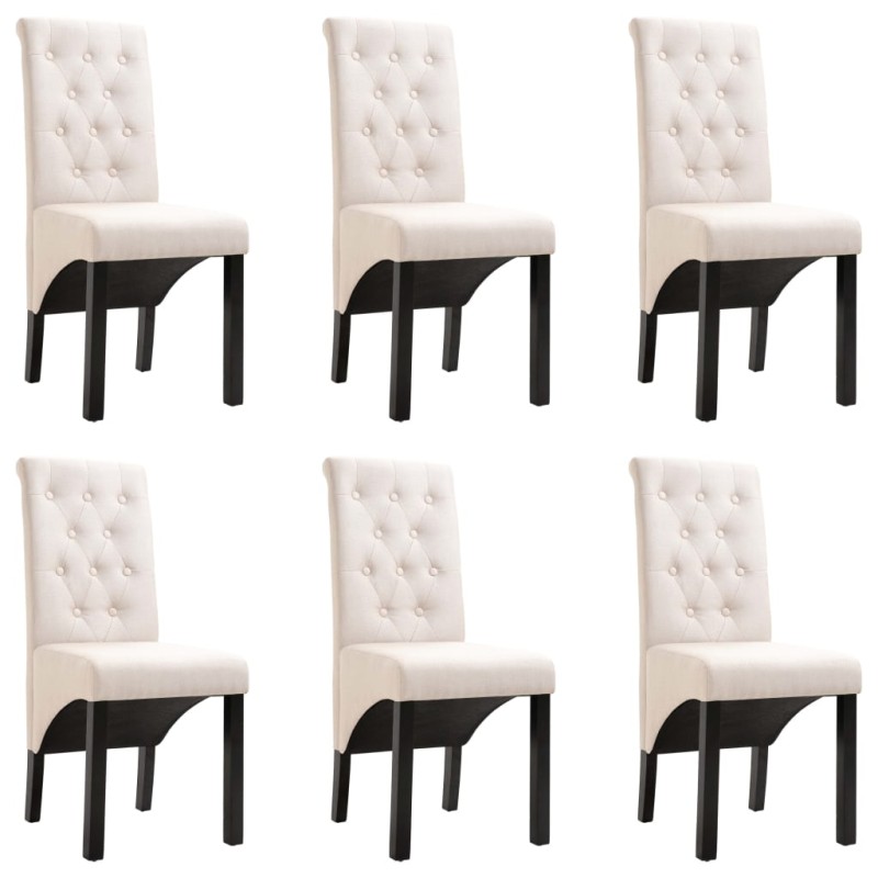 vidaXL Sillas de comedor 6 unidades tela color crema vidaXL Sillas de comedor 6 unidades tela color crema