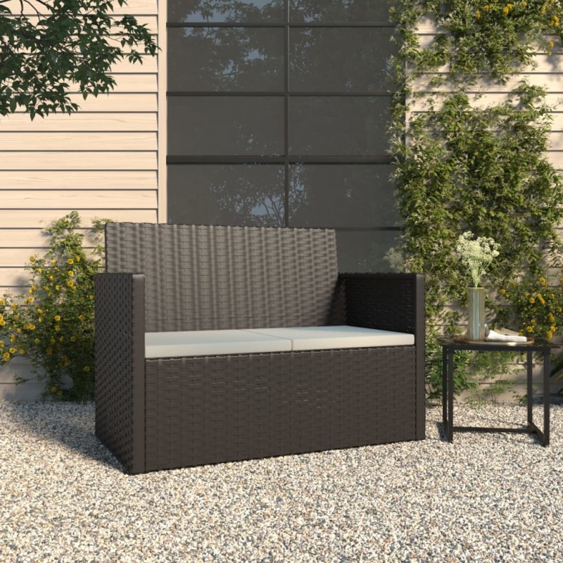 vidaXL Banco de jardín con cojines ratán sintético negro 105 cm vidaXL Banco de jardín con cojines ratán sintético negro 105 cm