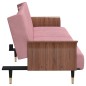 vidaXL Sofá cama con portavasos terciopelo rosa vidaXL Sofá cama con portavasos terciopelo rosa