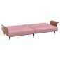 vidaXL Sofá cama con portavasos terciopelo rosa vidaXL Sofá cama con portavasos terciopelo rosa