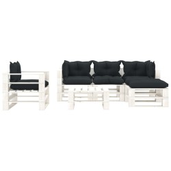 vidaXL Muebles de palés de jardín 6 pzas madera cojines gris antracita