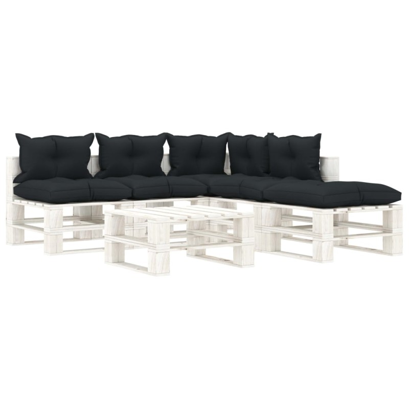 vidaXL Muebles de palets de jardín 6 pzas madera cojines antracita vidaXL Muebles de palets de jardín 6 pzas madera cojines antracita