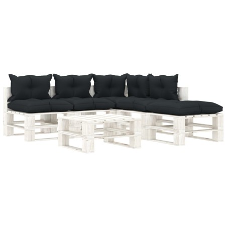 vidaXL Muebles de palets de jardín 6 pzas madera cojines antracita