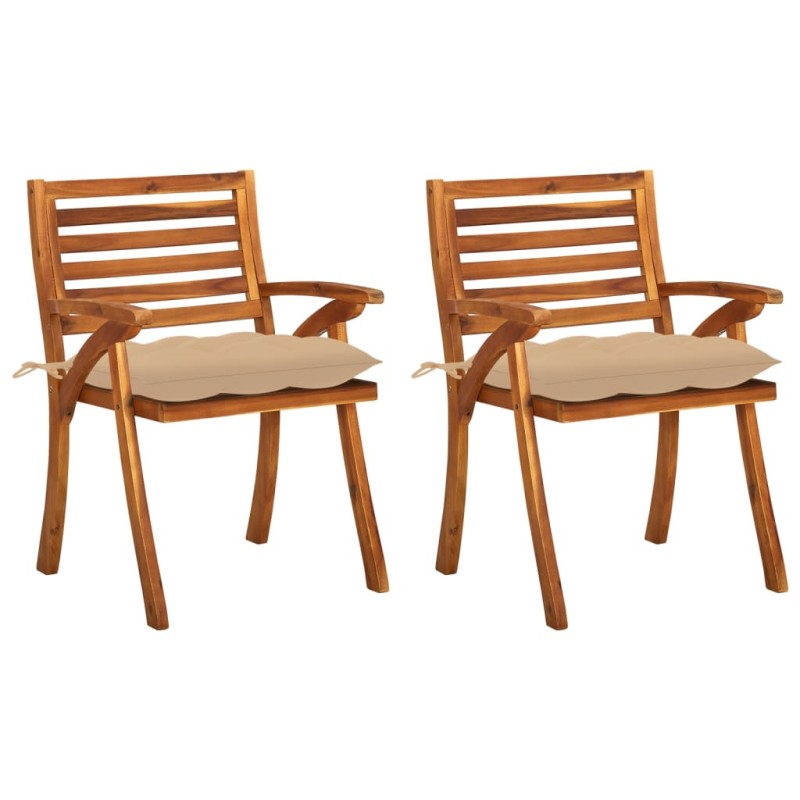 vidaXL Sillas de comedor jardín con cojines 2 uds madera maciza acacia vidaXL Sillas de comedor jardín con cojines 2 uds madera maciza acacia