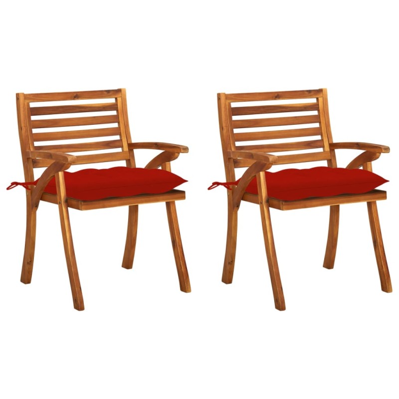 vidaXL Sillas de comedor jardín con cojines 2 uds madera maciza acacia vidaXL Sillas de comedor jardín con cojines 2 uds madera maciza acacia