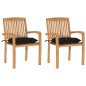 vidaXL Sillas de jardín 2 uds con cojines madera maciza de teca negro vidaXL Sillas de jardín 2 uds con cojines madera maciza de teca negro