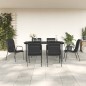 vidaXL Juego de comedor para jardín 7 piezas acero y textilene negro vidaXL Juego de comedor para jardín 7 piezas acero y textilene negro
